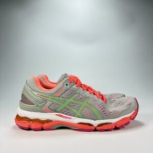 ASICS Gel Kayano 22 Gray Green Coral Running Shoes T597N Women's Size 8.5